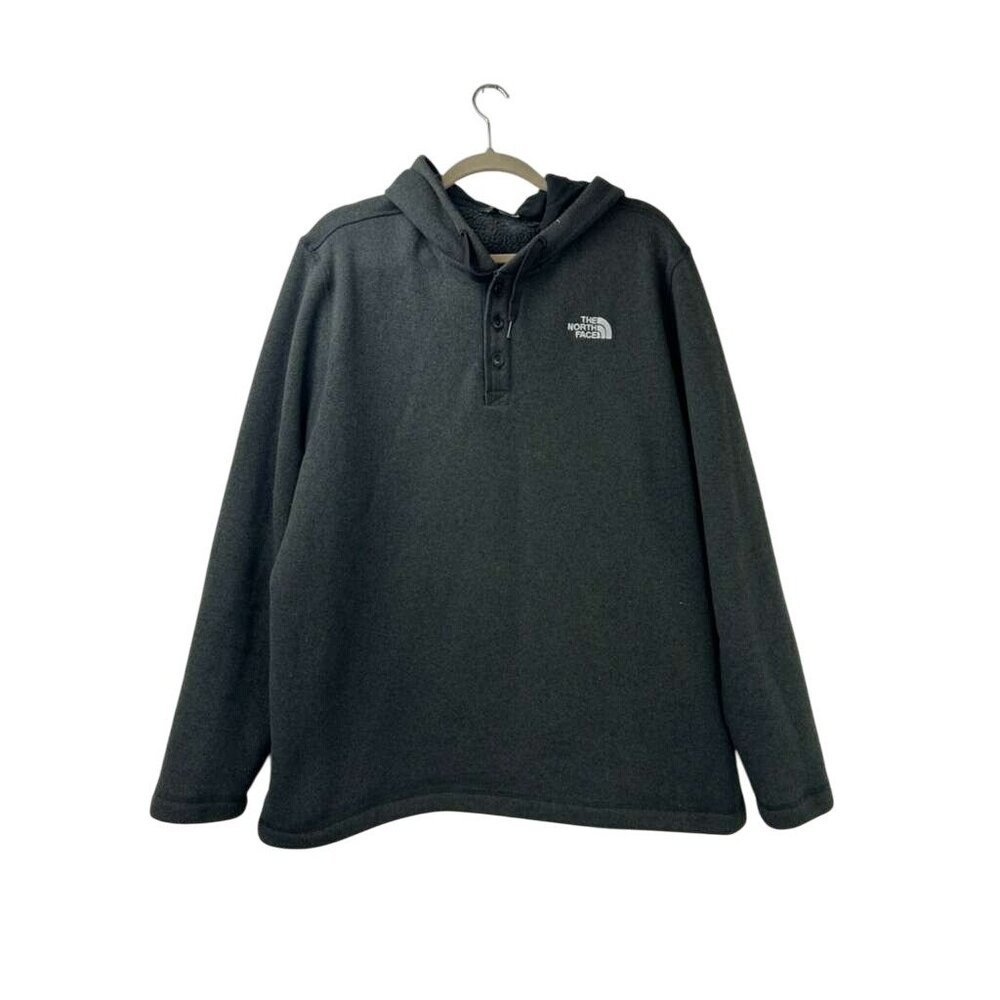 The North Face Men's XXL Hoodie 1/4 Button Sweatshirt Charcoal Gray
